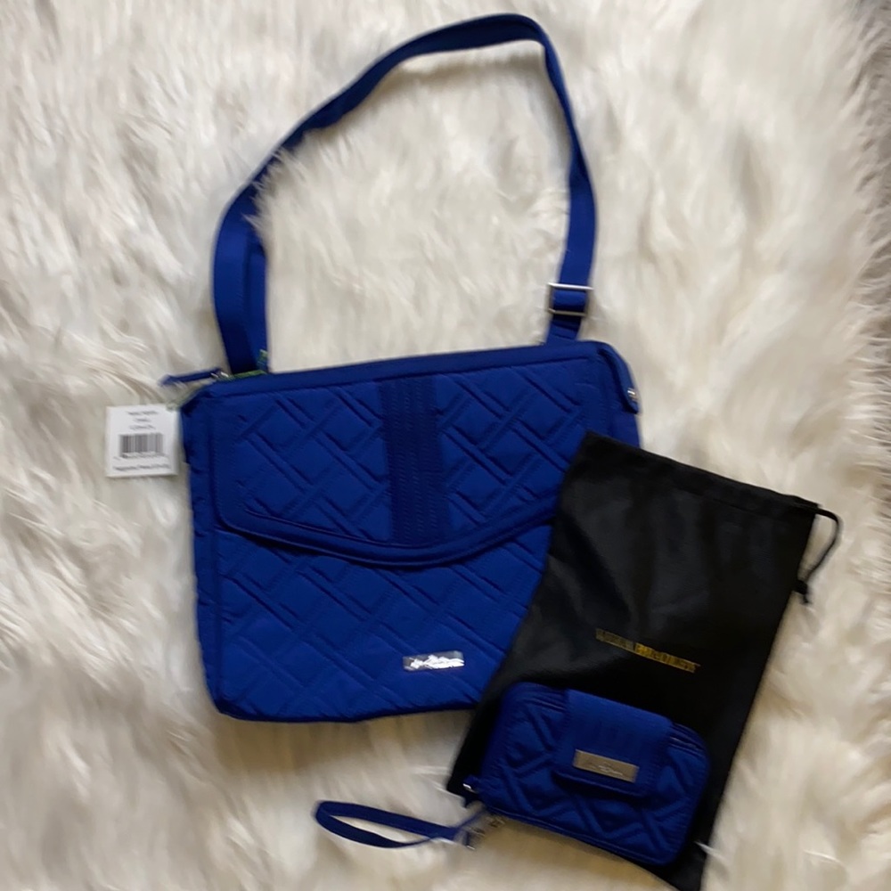 Vera Bradley Cobalt Microfiber Tablet Hipster Shoulder NWTS and Wallet.